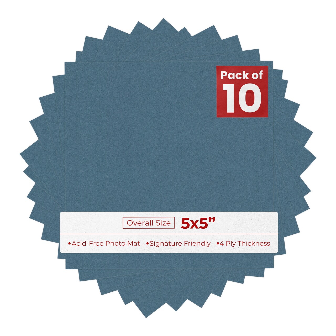 Steel Blue 5x5 Inch Uncut Mat Board - Blank Sheets, No Opening